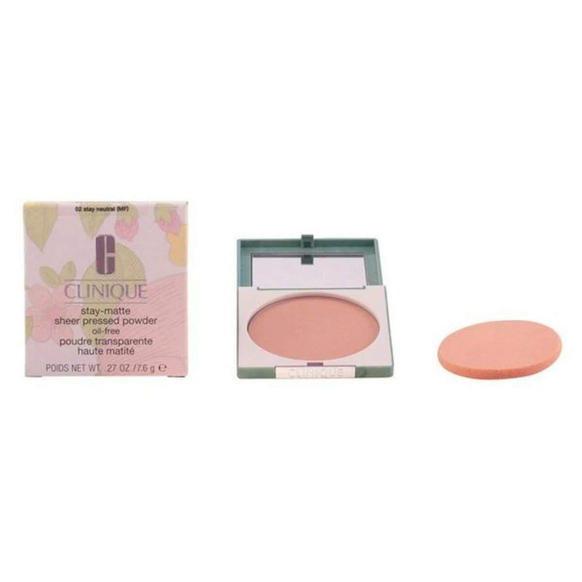 Clinique Stay Matte Sheer Pressed Powder kompaktinė pudra, atspalvis: 03 Stay rusvai gelsvas, 7.6 g