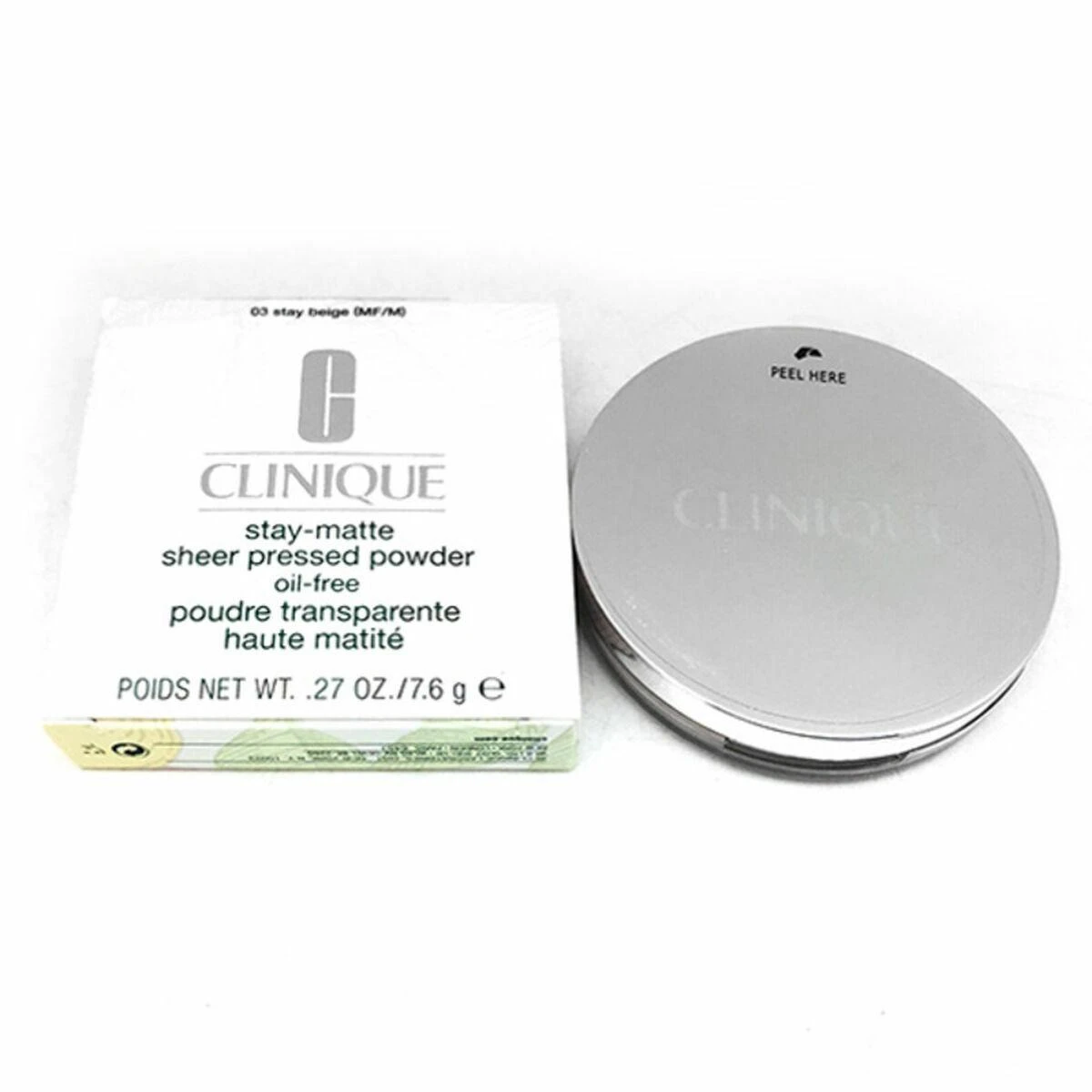 Clinique Stay Matte Sheer Pressed Powder kompaktinė pudra, atspalvis: 101 Invisible Matte, 7.6 g