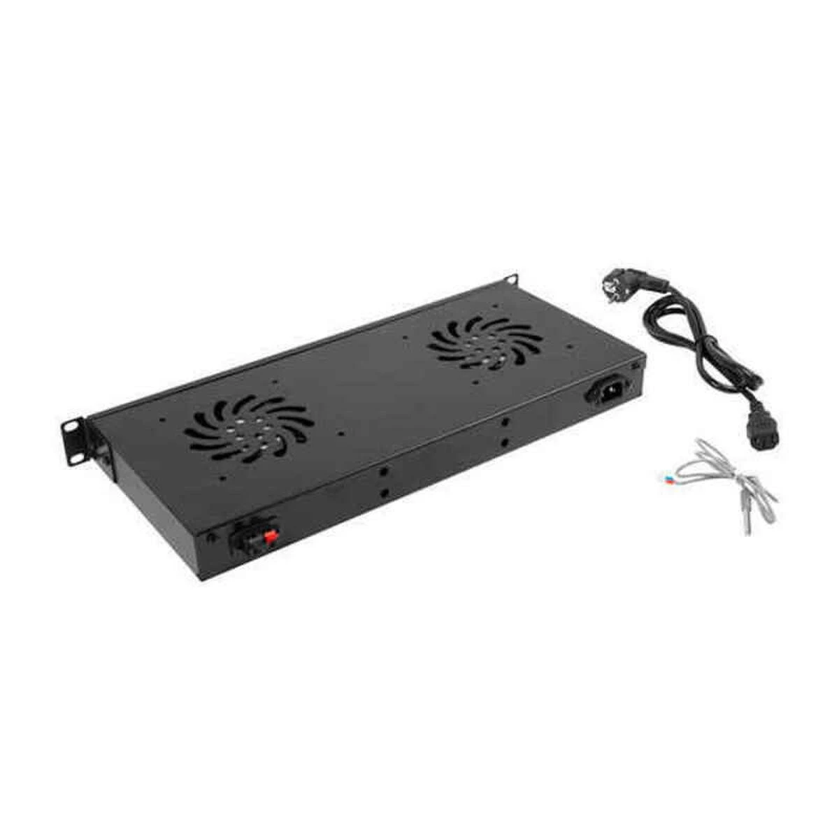 LANBERG AK-1502-B 19 ventiliatoriaus blokas / ventiliacijos skydelis su LCD 2 ventiliatoriais + 230 V termostatu