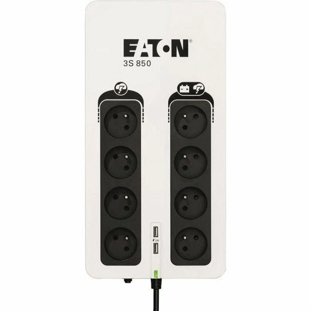 Eaton 3S850F nepertraukiamo maitinimo resursai (UPS) Budėjimo režimas (neprisijungus) 850 VA 510 W 8 AC išvestis(ys / čių)