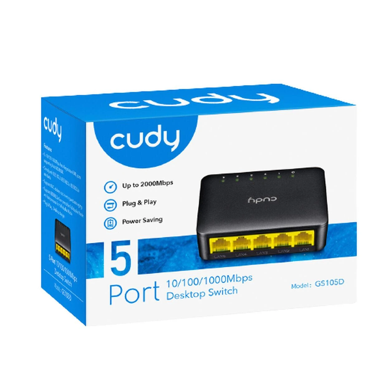 Šakotuvas Tinklo Įranga - Cudy Jungiklis GS105D 5-Port 1Gbps 95x60x90mm