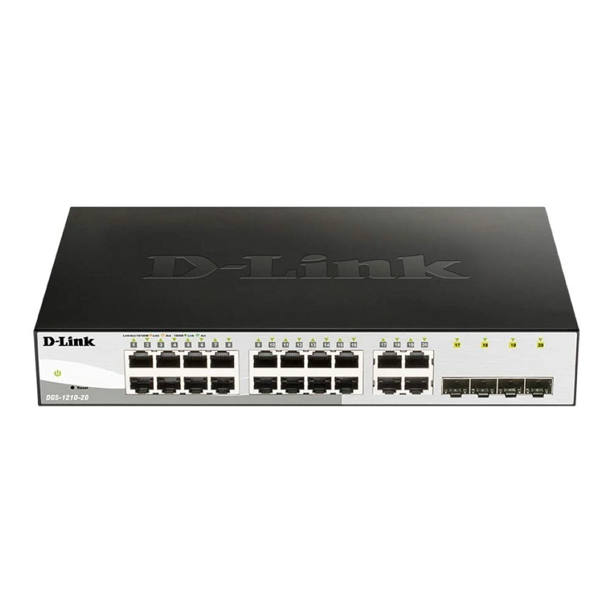 Šakotuvas D-LINK DGS-1210-20, Gigabit Smart Switch su 16 10/100/1000Base-T jungtys ir 4 Gigabit MiniGBIC (SFP) jungtys, 802.3x srauto valdymas, 802.3ad Link Aggregation, 802.1Q Quees.1p, 80 Prievado atspindėjimas,, Jumbo Frame palaikymas, 802.1D STP, ACL, LLDP, kabelių diagnostika, automatinio stebėjimo VLAN, automatinio balso VLAN, | D-Link | Tvarkoma L2 | Darbalaukis | 24 mėn.