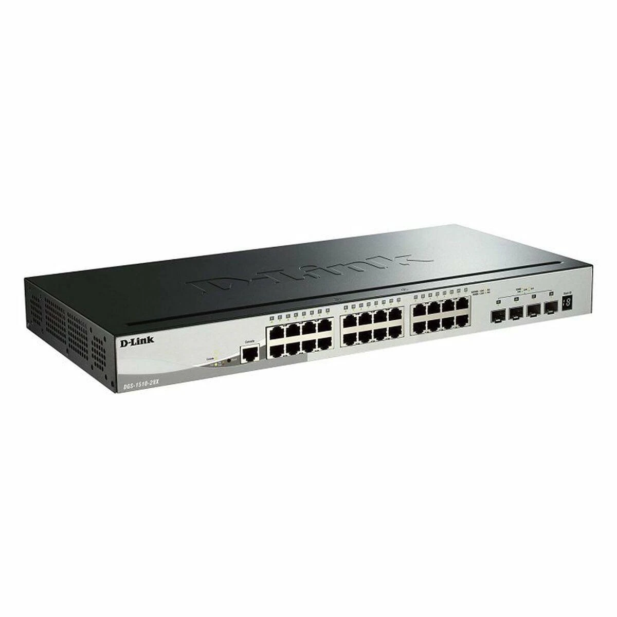 Šakotuvas D-Link | Sukraunamas išmanusis valdomas jungiklis su 10G įkėlimo nuorodomis | DGS-1510-28X/E | Tvarkoma L2 | Montuojamas ant stovo | Gigabit Ethernet (vario) jungtys kiekis 24
