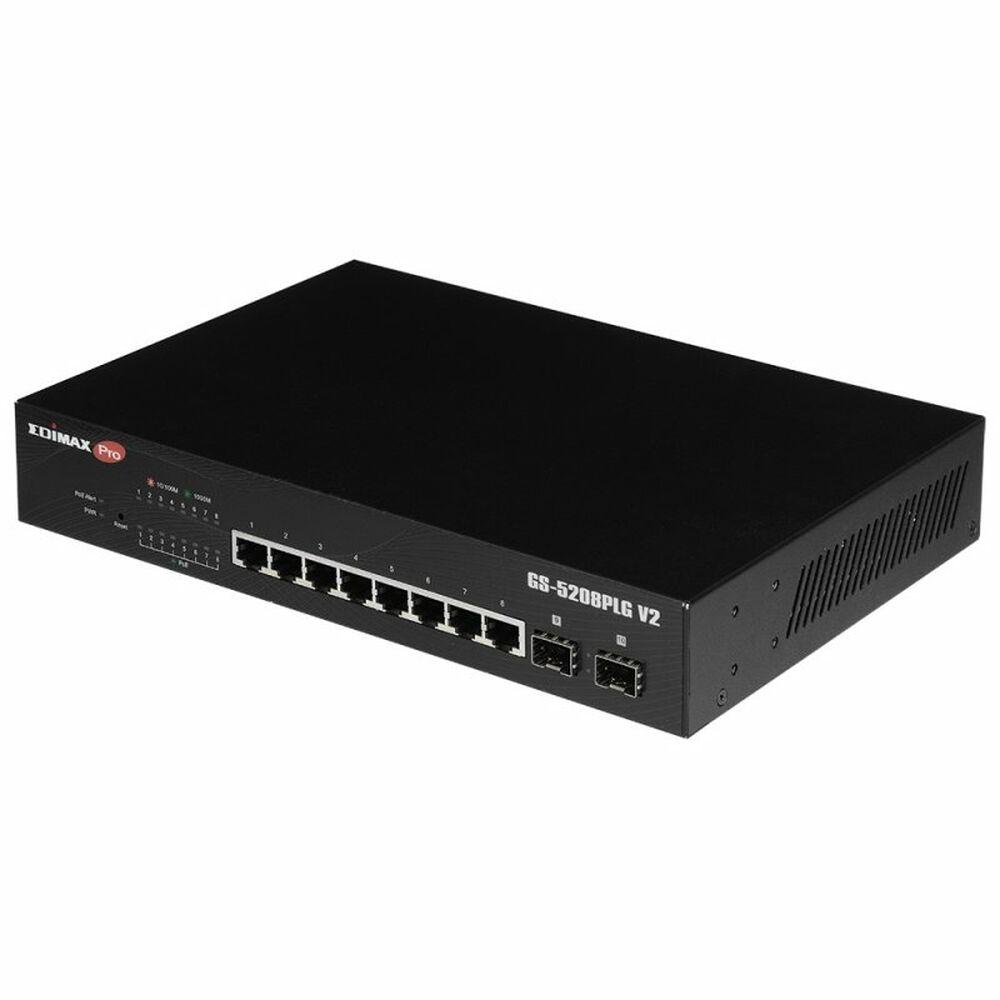 Šakotuvas EDIMAX GS-5208PLG V2 SMART SWITCH 8 Gigabit Ethernet PoE+ jungtys ir 2 Gigabit SFP uplink jungtys PoE 85W