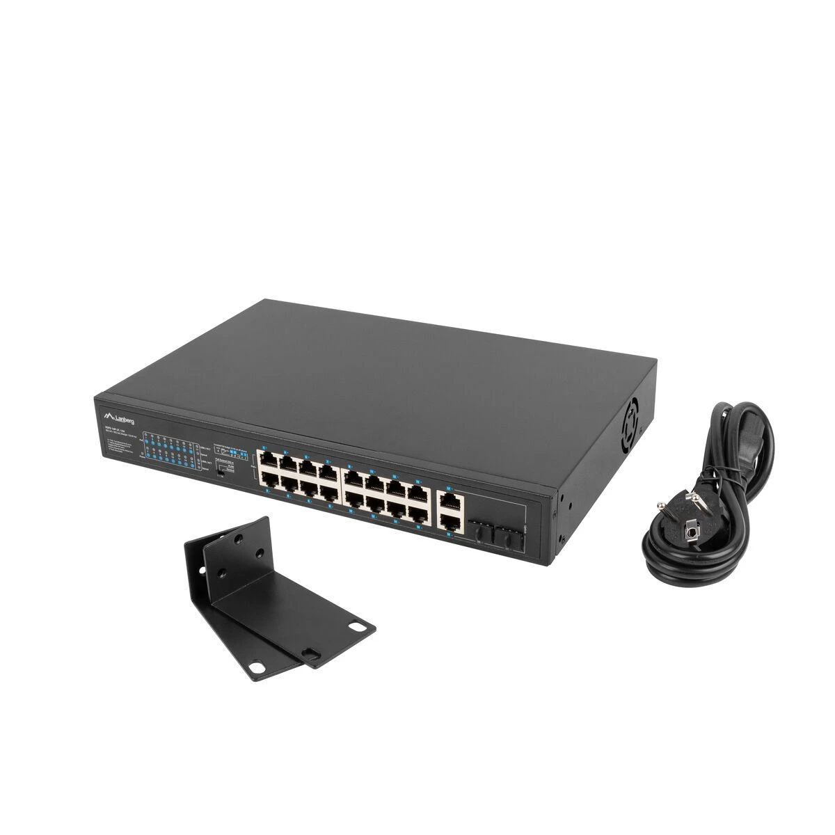 Šakotuvas LANBERG RSFE-16P-2C-150 jungiklis 16x 100Mb PoE+/2x Combo Gigabit 150W nevaldomas