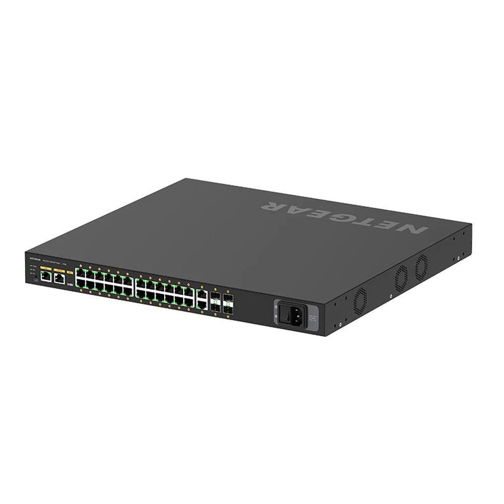 Šakotuvas NETGEAR AV Line M4250-26G4F-PoE+ 24x1G PoE+ 300W 2x1G ir 4xSFP valdomas jungiklis