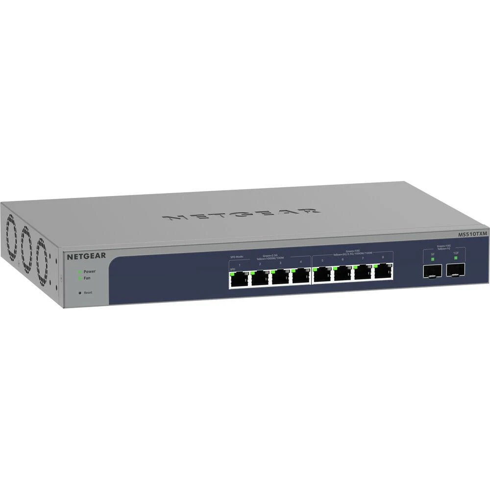Šakotuvas „NETGEAR“ 8 prievadų daugiagigabitinis/10g eterneto išmanusis valdomasis „Pro“ komutatorius su 2 SFP+ prievadais (MS510TXM)