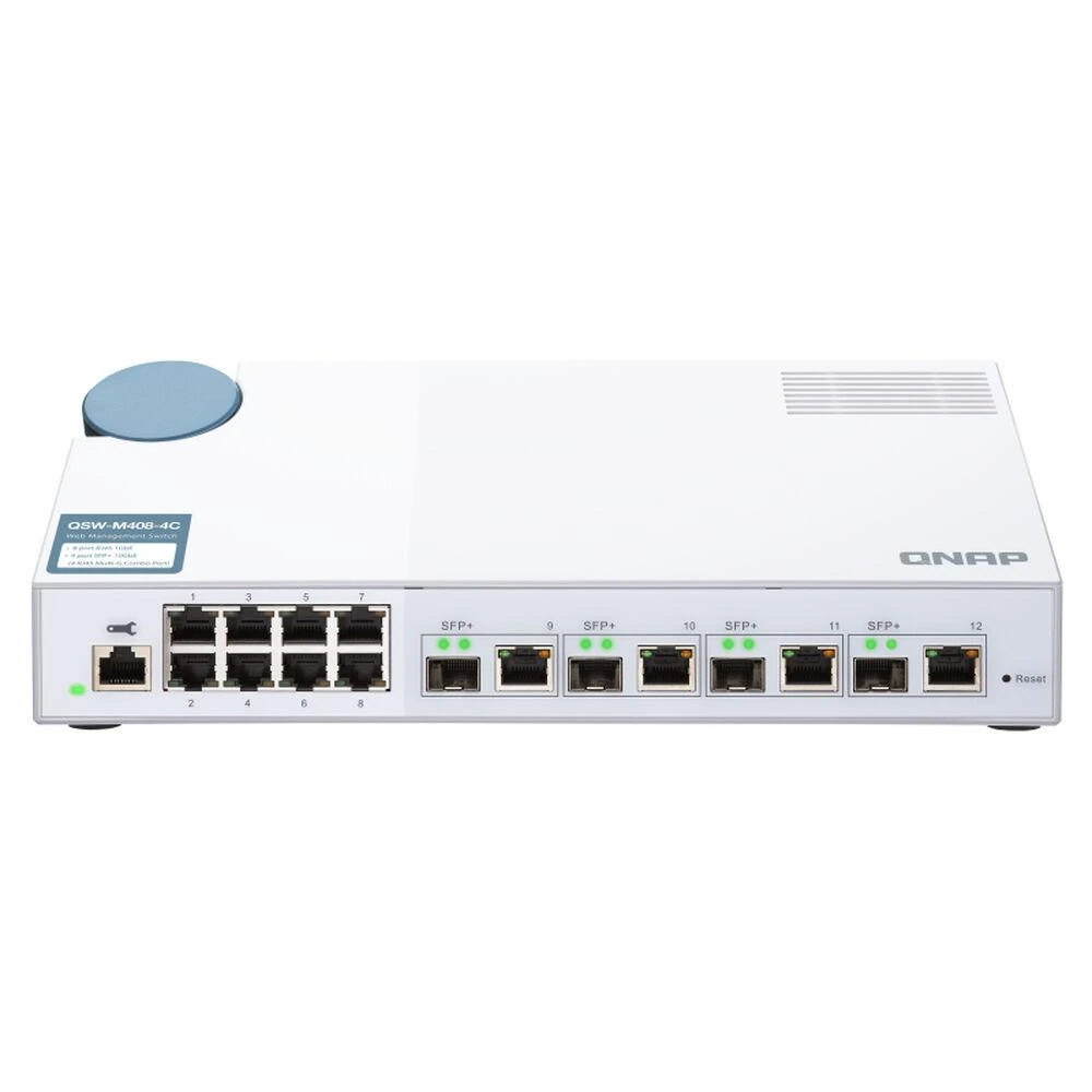 Šakotuvas QNAP QSW-M408-4C tinklo komutatorius Valdomas L2 Gigabit Ethernet (10/100/1000) Balta