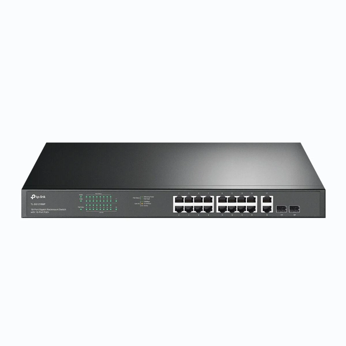 Šakotuvas TP-LINK | Jungiklis | TL-SG1218MP | Nevaldomas | Montuojamas ant stovo | 10/100 Mbps (RJ-45) jungtys kiekis 18 | SFP jungtys kiekis 2 | PoE+ jungtys kiekis 16 | Maitinimo tipas 100-240VAC, 50-60Hz įtampa
