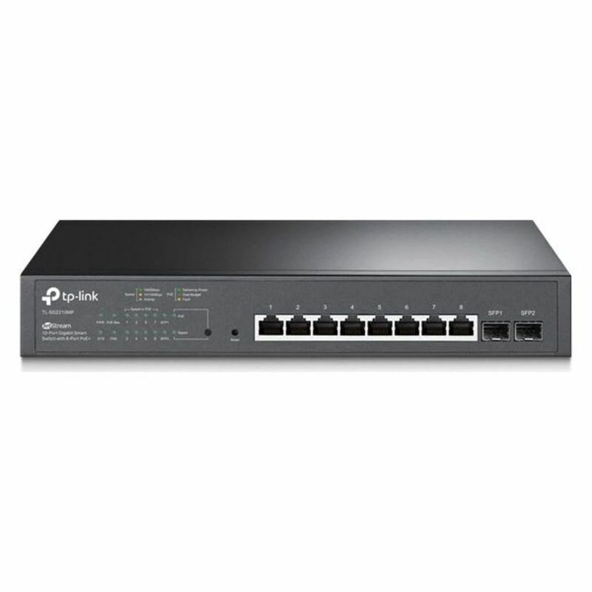 Šakotuvas TP-LINK | „JetStream“ 10 prievadų gigabito išmanusis „PoE“ komutatorius | TL-SG2210MP | Valdomas L2 | Montuojamas į stelažą | SFP jungčių kiekis: 2 | PoE+ jungčių kiekis: 8 | Maitinimo šaltinio tipas: vienas