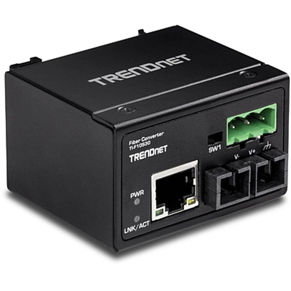 TRENDnet 100Base-FX SM šviesolaidinis keitiklis. SC, 30 km, IP 30 (TI-F10S30)