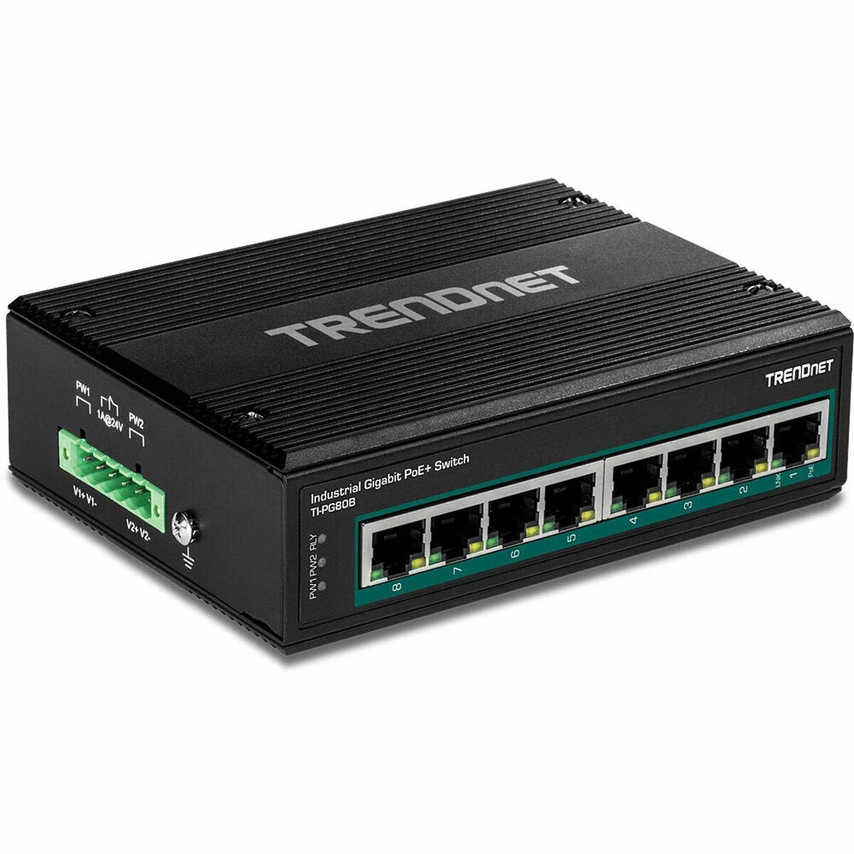 Šakotuvas TRENDnet Industrial Switch 8-Port Gbit PoE+ 24-56V DIN-Rail