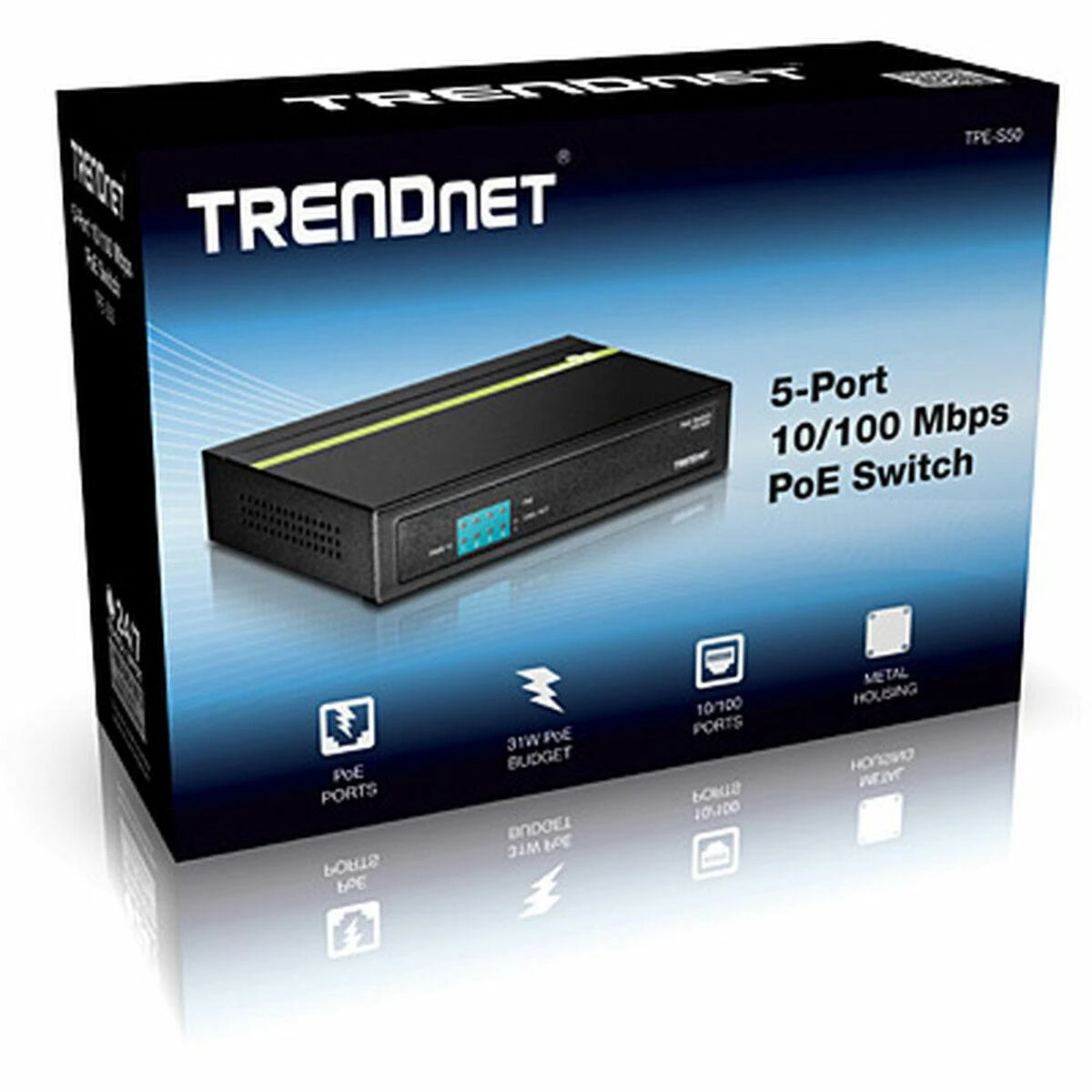 Šakotuvas TRENDnet Switch 6 Port 10/100 L2 PoE 31W Metall