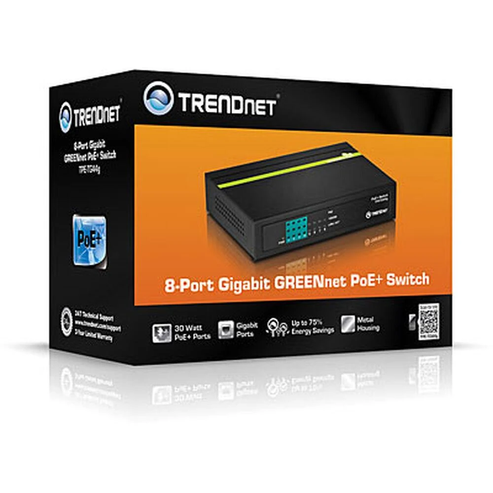 Šakotuvas TRENDnet Switch 8 Port Gbit PoE+ 61W Metall