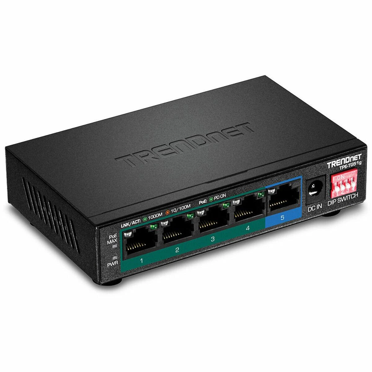 Šakotuvas TRENDnet 5 prievadų gigabito PoE+ komutatorius (TPE-TG50G)