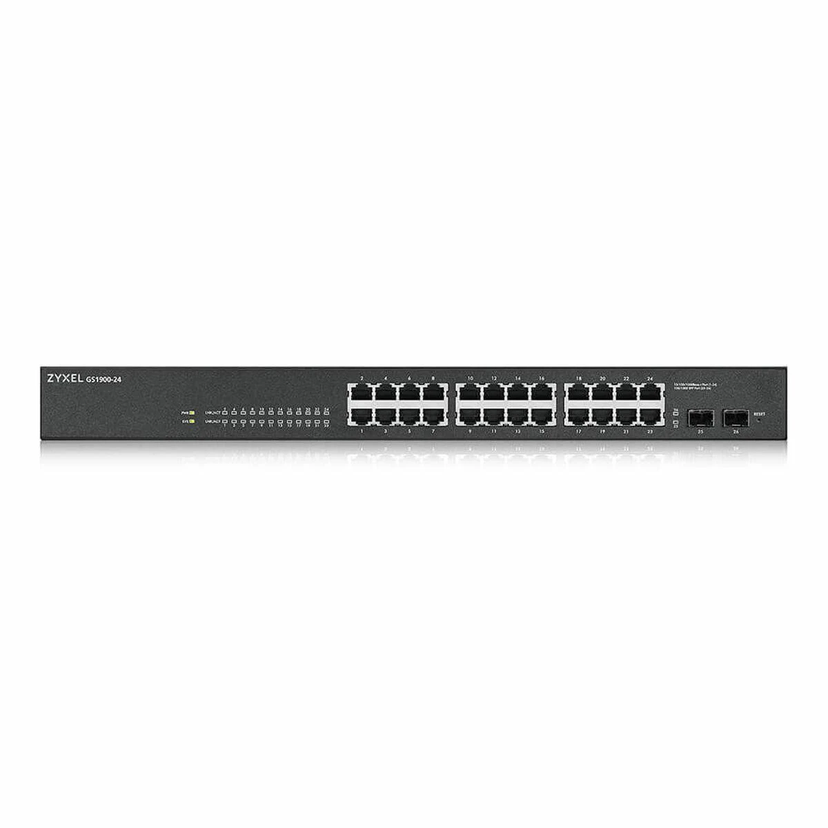 Šakotuvas ZYXEL GS1900-24 V2, 24-PORT GBE L2 SMART SWITCH, RACKMOUNT, FANLESS (5Y WARRANTY)