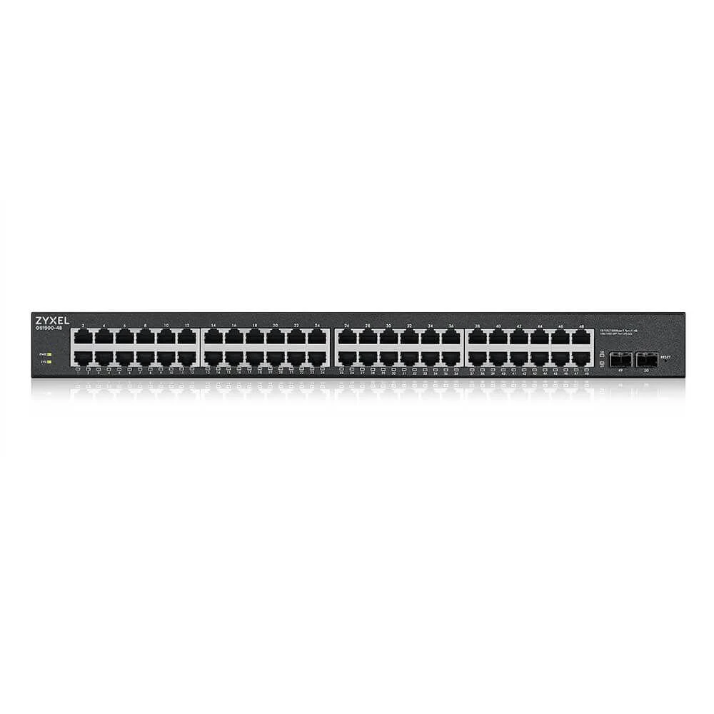 Šakotuvas ZYXEL GS1900-48HP V2, 48-PORT GBE L2 SMART SWITCH, 170 WATT RACKMOUNT (5Y WARRANTY)