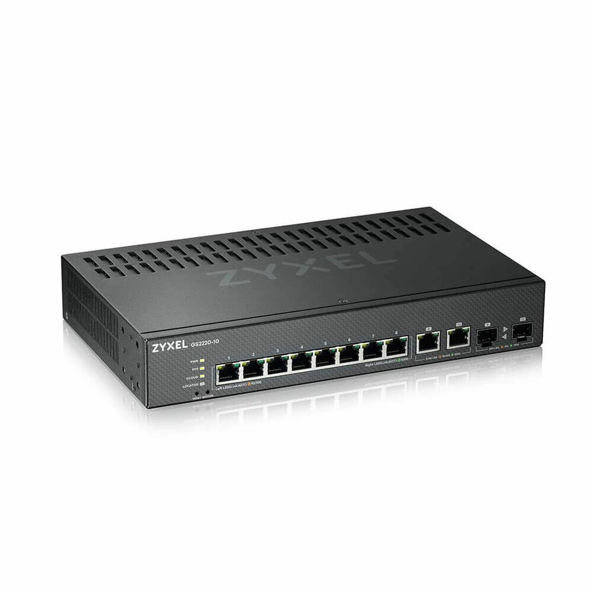 Šakotuvas ZYXEL GS2220-10, ES REGIONAS, 8 PRIEVADŲ GBE L2 KOMUTATORIUS SU GBE UPLINK (1 METŲ NCC PRO PACK LICENCIJA) (5 METŲ GARANTIJA)