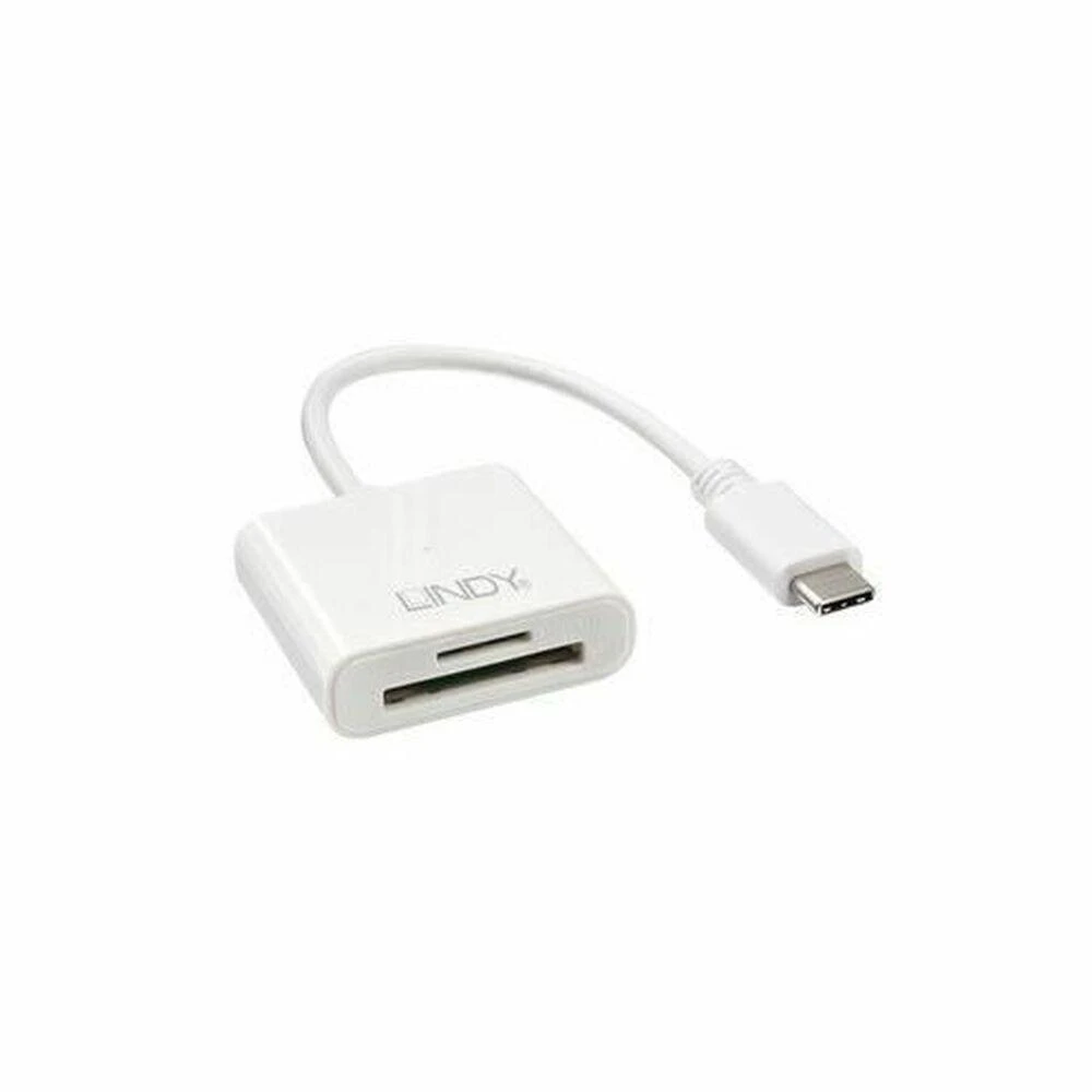 Atminties Kortelių Skaitytuvas - LINDY USB 3.2 Type C SD Kortelių Skaitytuvas, 5Gbps, Baltas