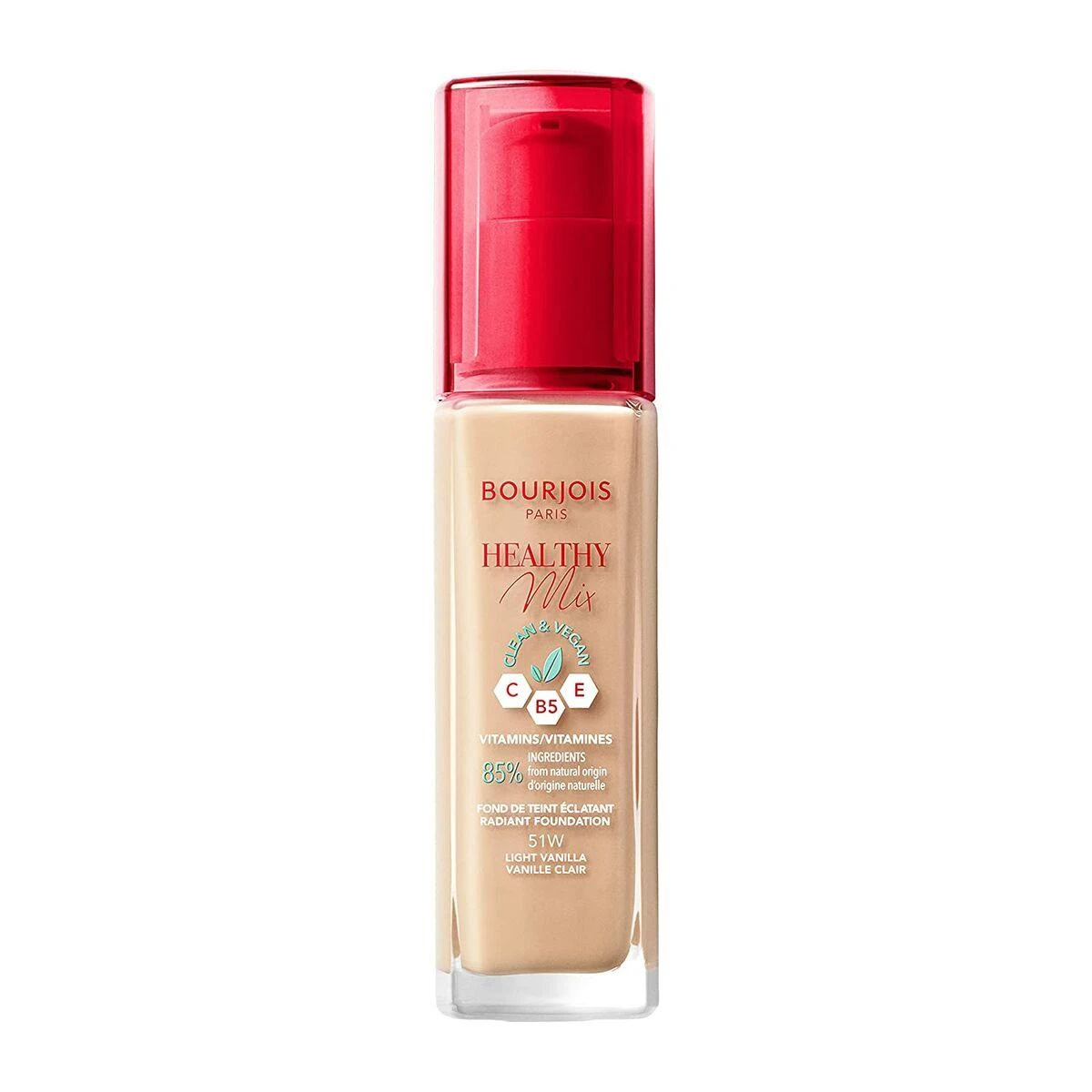 Makiažo pagrindas ,,Bourjois Healthy Mix Radiant Foundation", spalva: 51W Light Vanilla, 30ml