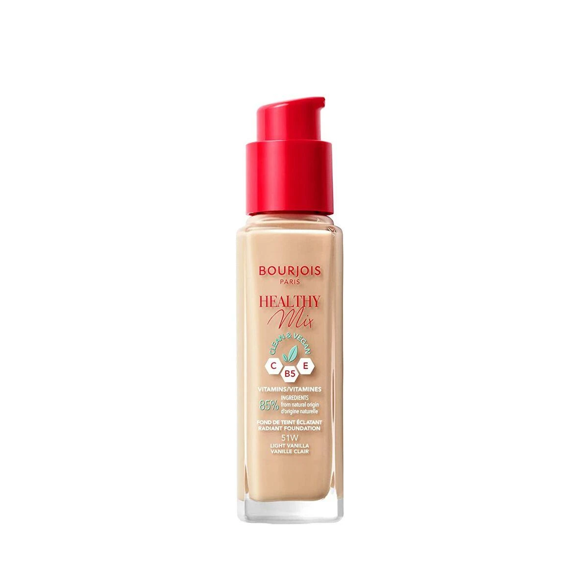Makiažo pagrindas ,,Bourjois Healthy Mix Radiant Foundation", spalva: 51W Light Vanilla, 30ml