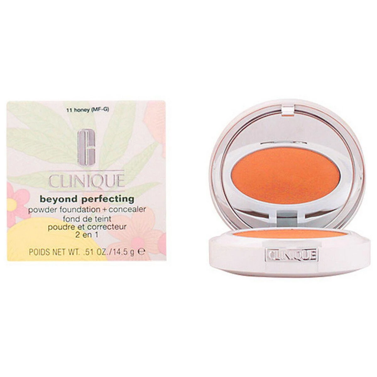 „Clinique Beyond Perfecting Powder Foundation“ pudros pagrindas + kaukė #11 Honey, 14.5 g