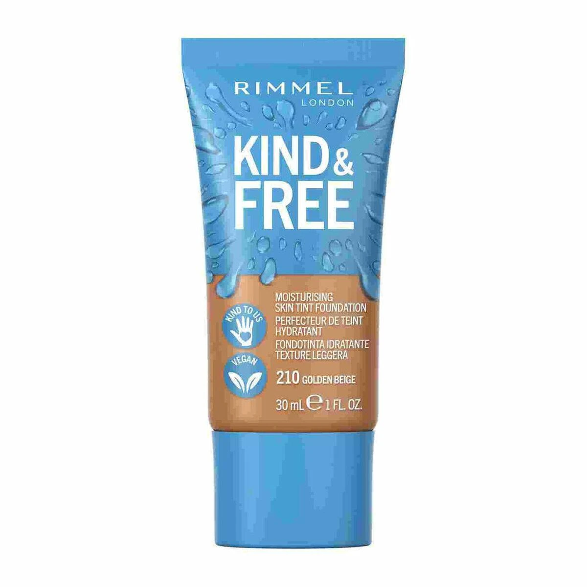 Rimmel London Kind and Free Skin Tint makiažo pagrindas 201-Classic rusvai gelsvas