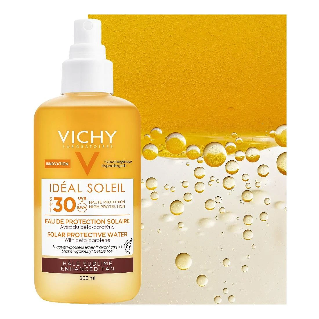 Vichy Ideal Soleil Solar Protective Water Enhanced Tan SPF30+ Apsauginis purškiklis su betakarotenu, 200 ml
