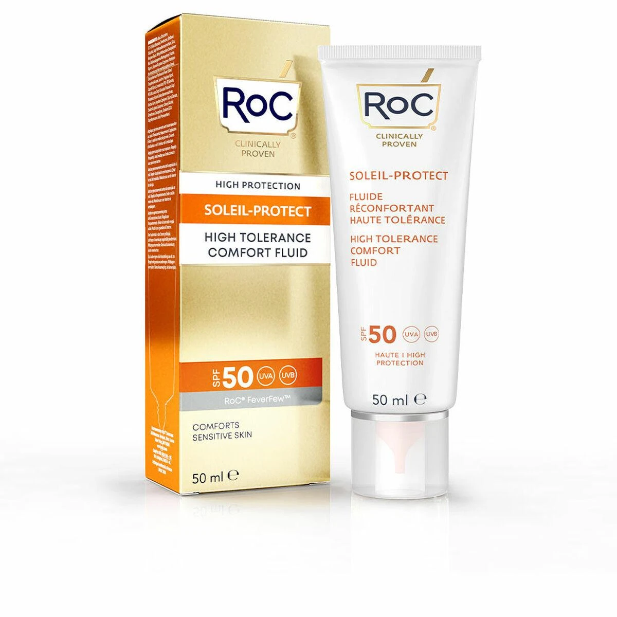 Roc Soleil-Protect High Tolerance Comfort Fluid SPF 50+ apsauginis fluidas nuo saulės veidui, 50 ml
