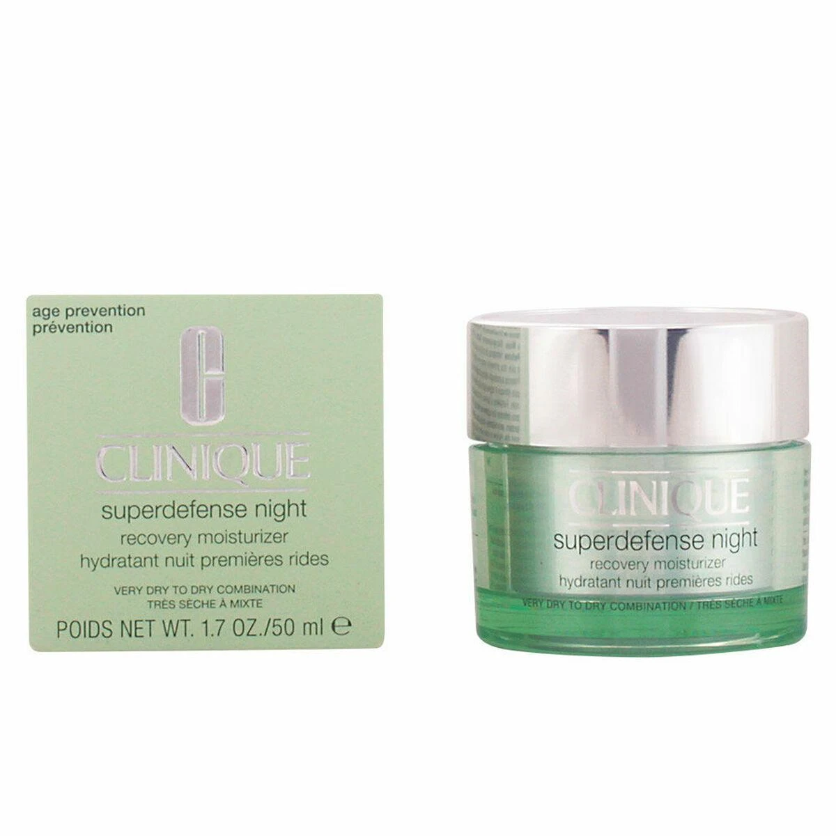 Clinique Superdefense Night Recovery Moisturizer atstatantis naktinis veido kremas sausai / mišriai odai, 50 ml