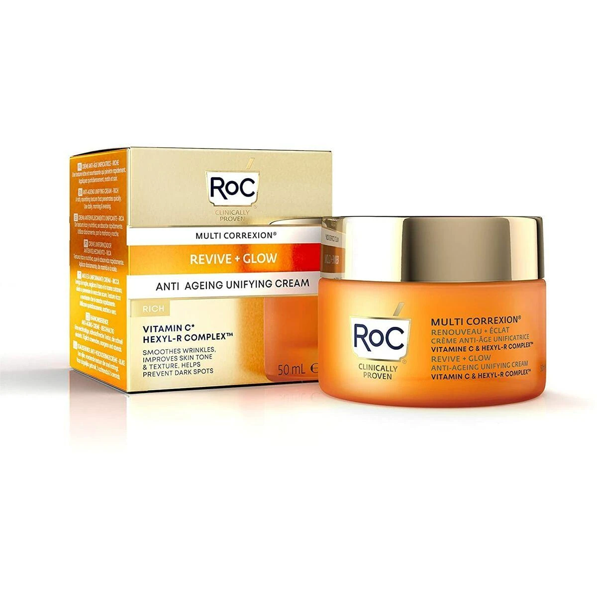 ROC Multi Correxion Anti-Ageing Unifying Cream Rich kremas nuo senėjimo sausai ir dehidratuotai odai, 50 ml