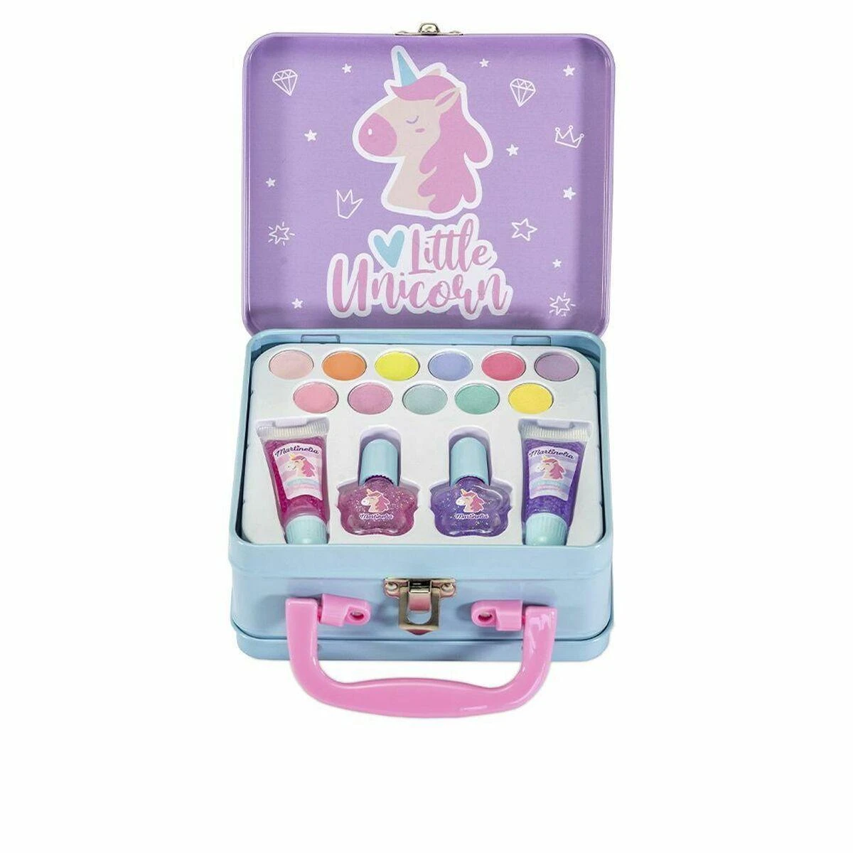 Martinelia Little Unicorn vaikiškos kosmetikos rinkinys metaliniame lagaminėlyje