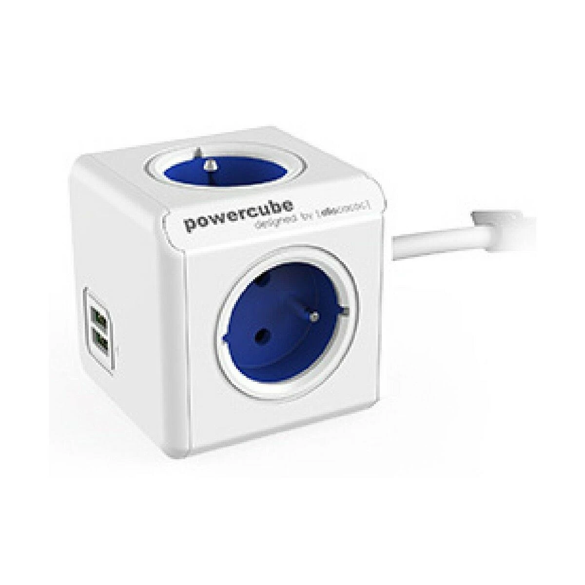 Allocacoc PowerCube Extended 4 lizdai 2x USB 1,5m malūnėlis