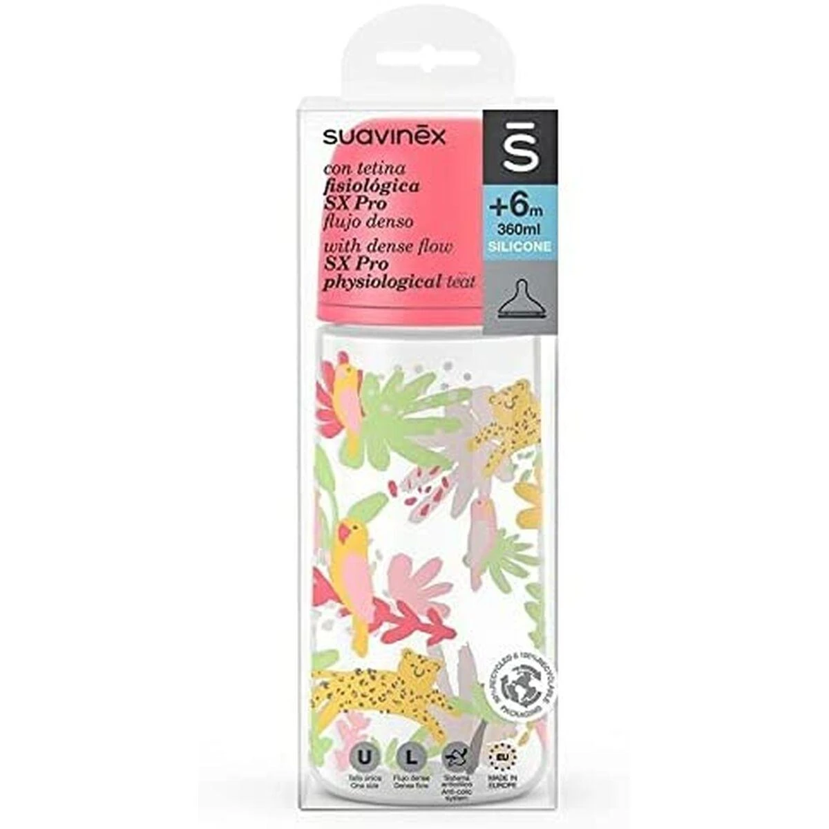 Suavinex buteliukas 360ml su gyvūnų iliustracijomis