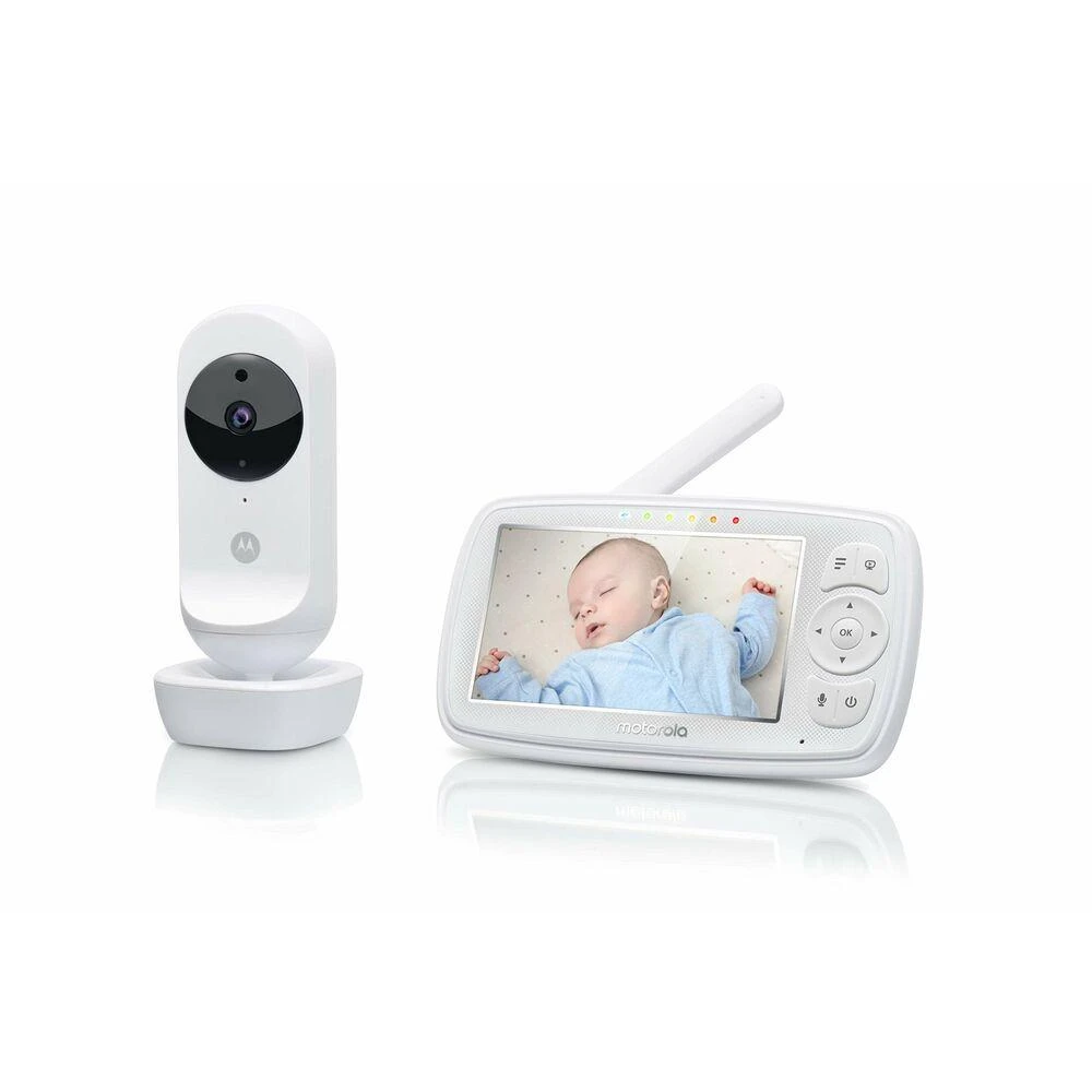Kūdikio stebėjimo kamera Motorola VM44 4,3" HD, WIFI, Baltos/Pilkos spalvos
