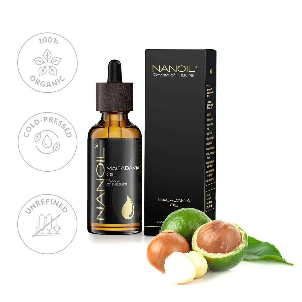 Nanoil "Nanolash Power Of Nature" makadamijų aliejus 50ml