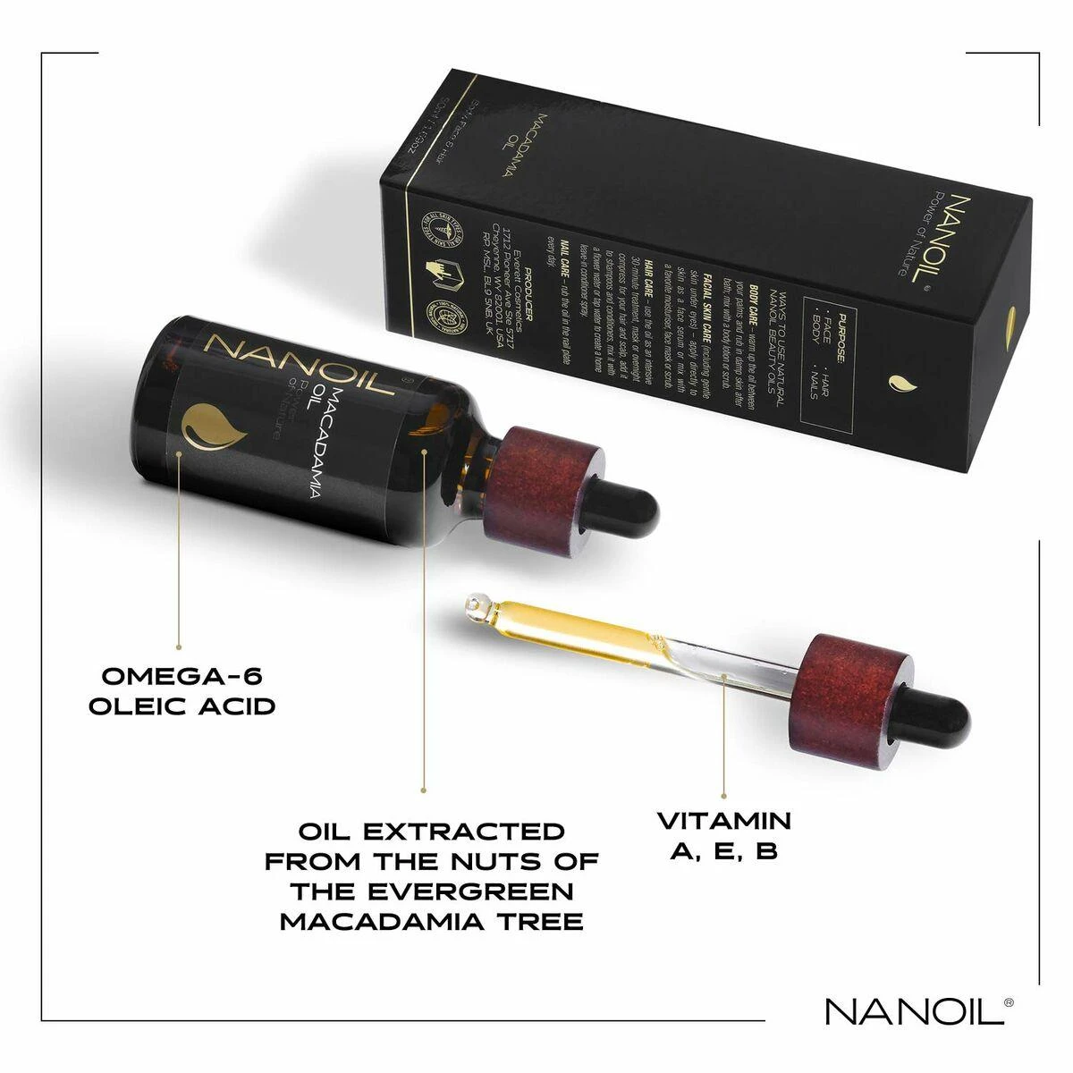 Nanoil "Nanolash Power Of Nature" makadamijų aliejus 50ml