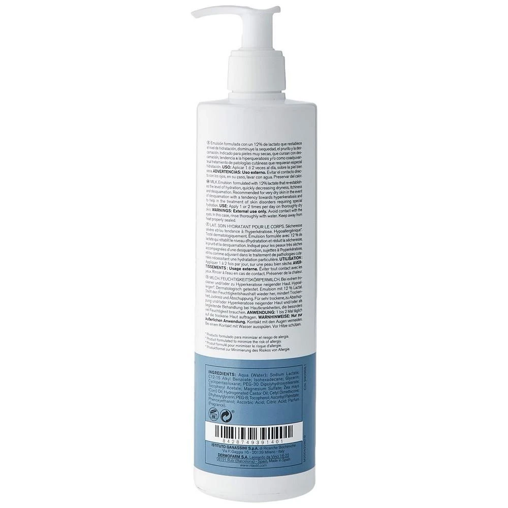 "Rilastil Xerolact" 12 % keratino kiekį reguliuojantis drėkinamasis pienelis 400 ml