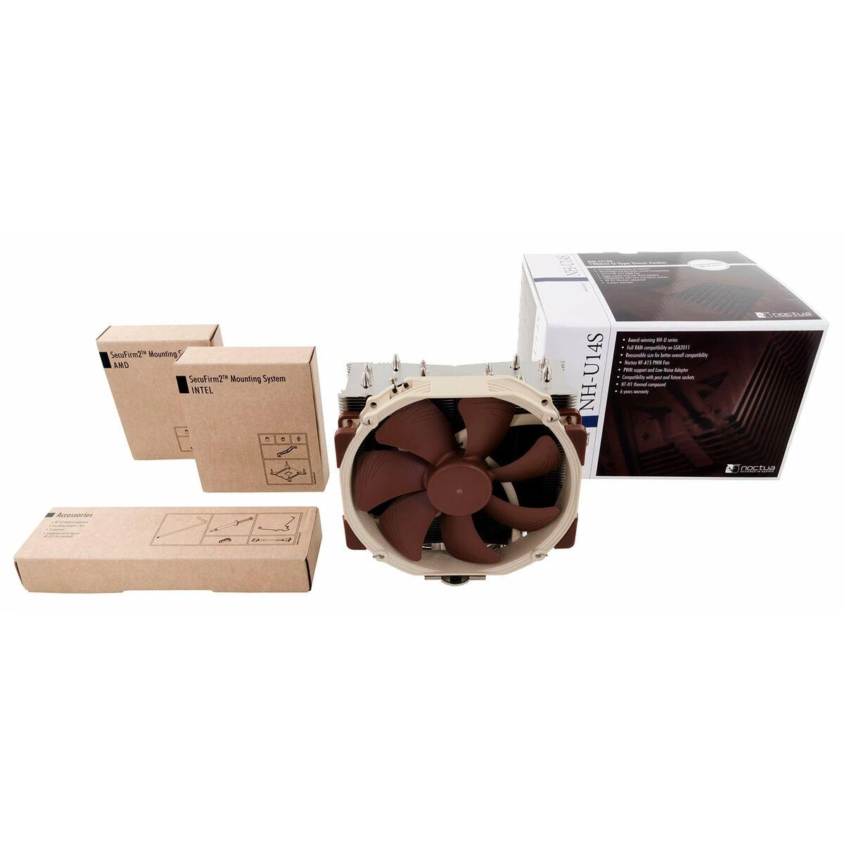 Noctua NH-U14S kompiuterio aušinimo komponentas procesoriaus aušintuvas 12 cm rudas, Nerūdijantis plienas