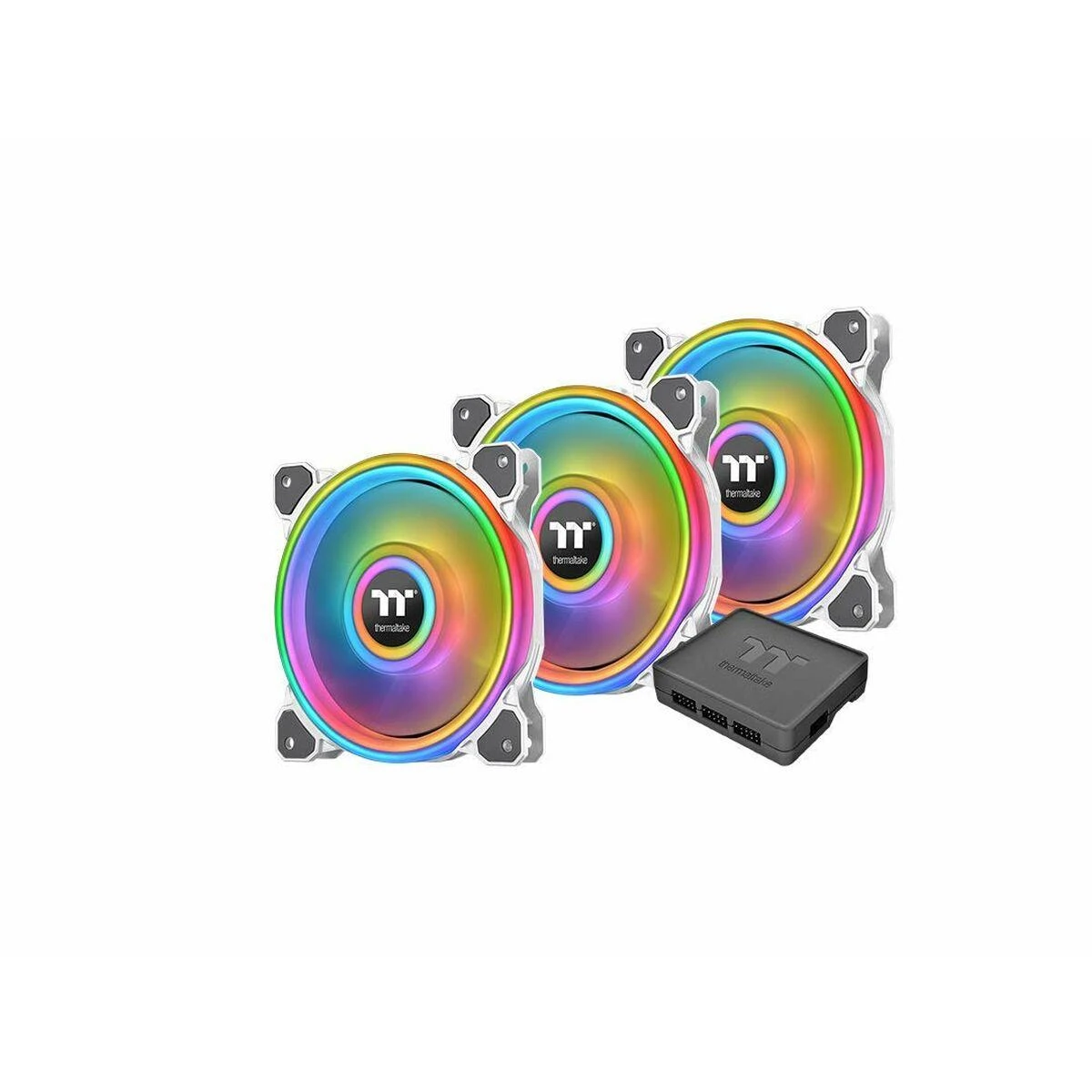 Ventiliatorius Thermaltake Riing Quad 12 RGB TT Premium Edition 3 pakuotės + HUB baltas (CL-F100-PL12SW-A)
