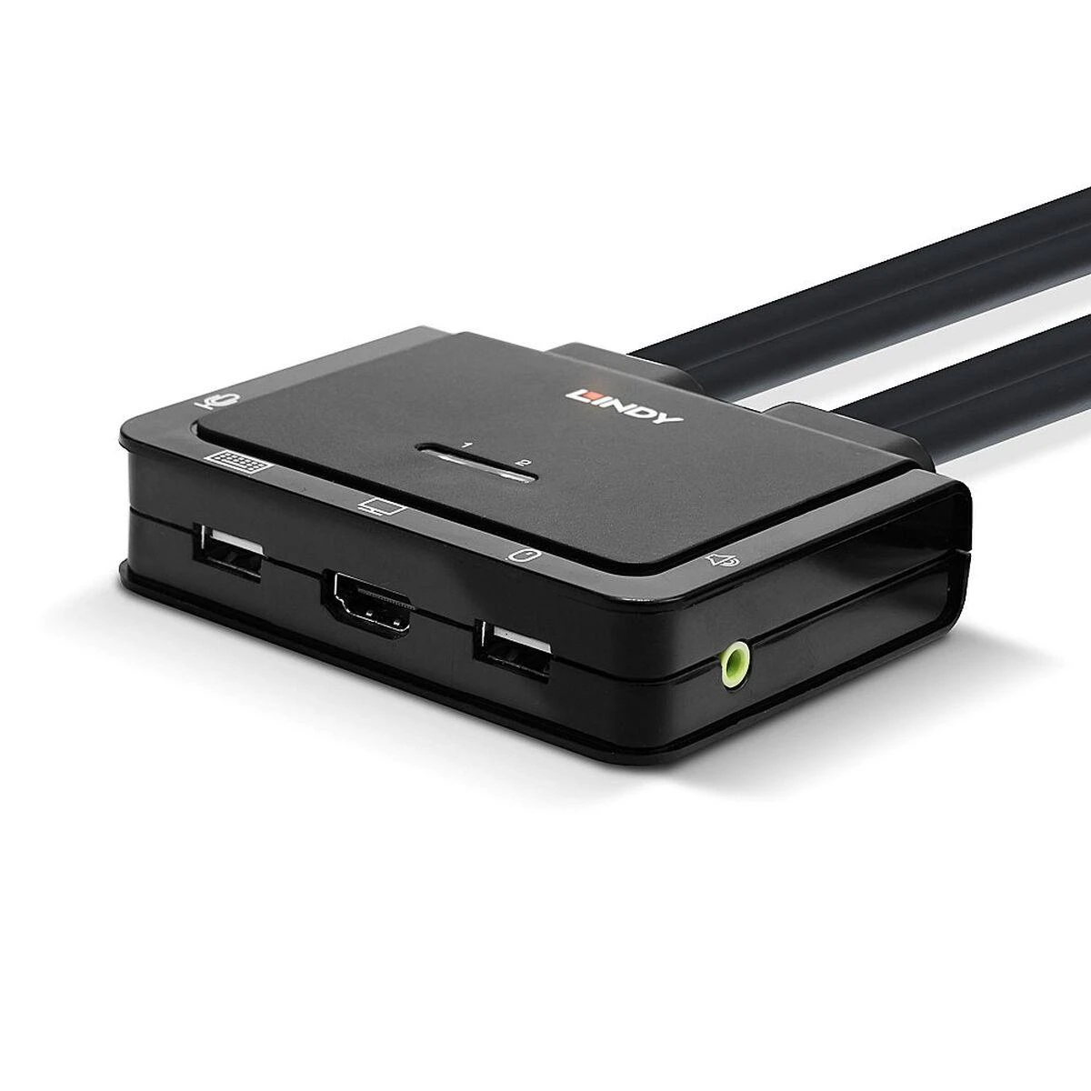 KVM Switch - LINDY 2 Prievadų HDMI 4K60, USB 2.0 garso KVM Switch, Juodas