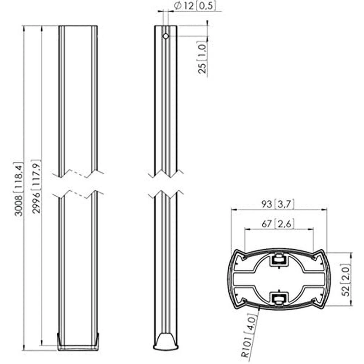 Laikiklis Pole Vogels large 300cm Connect-it juodas