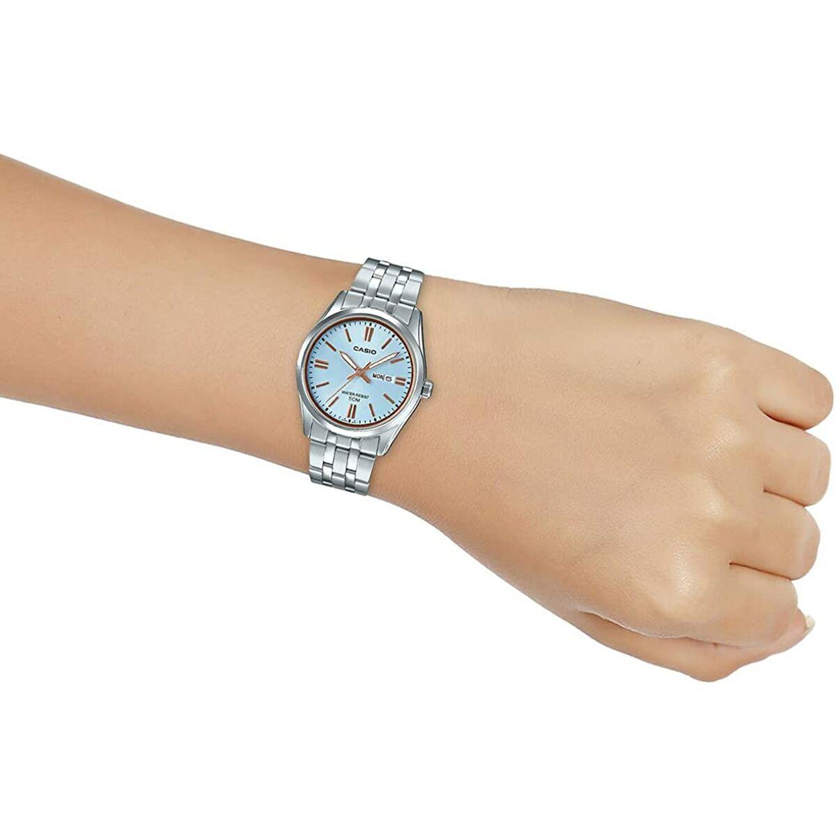 Laikrodis Casio Collection Vintage CASIO COLLECTION LADY DAY & DATE - LIGHT Mėlynas, BRONZE RODYKLĖS LTP-1335D-2AVDF