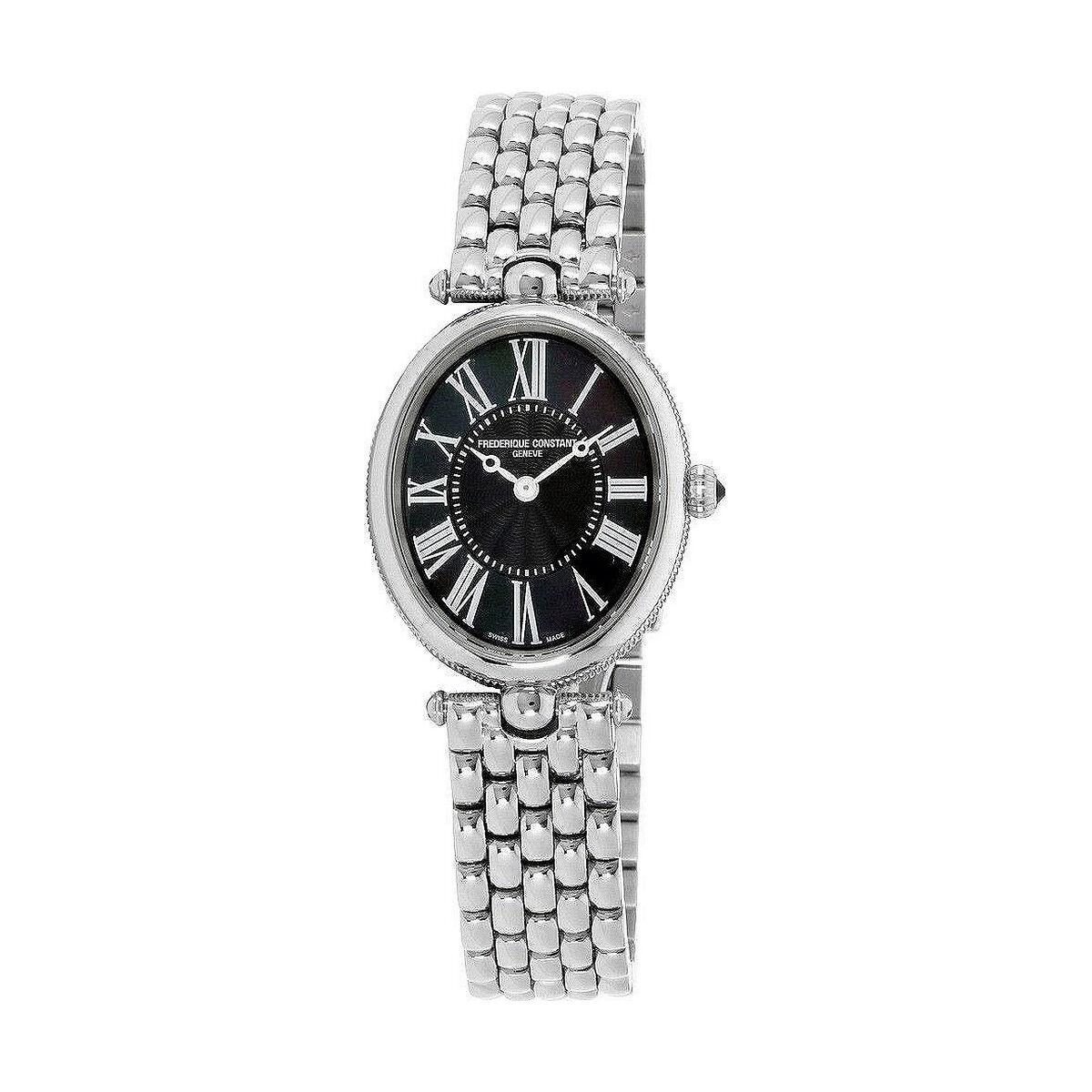 Moteriškas Frederique Constant Classics Art Deco laikrodis juodu ciferblatu