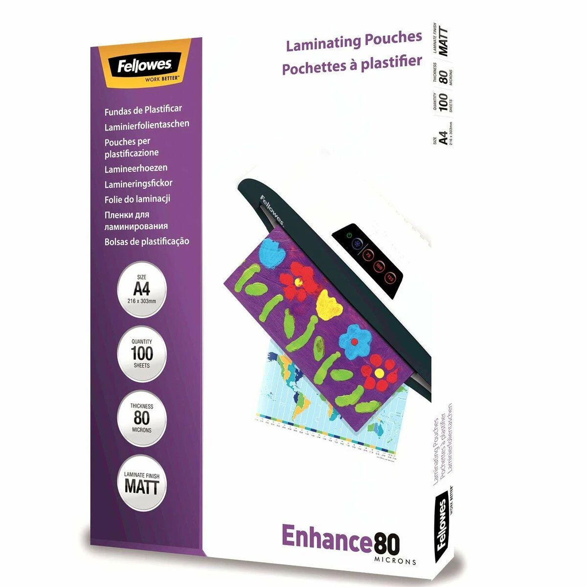 Fellowes Matt laminavimo maišeliai 80 mikronų, A4 100 pak