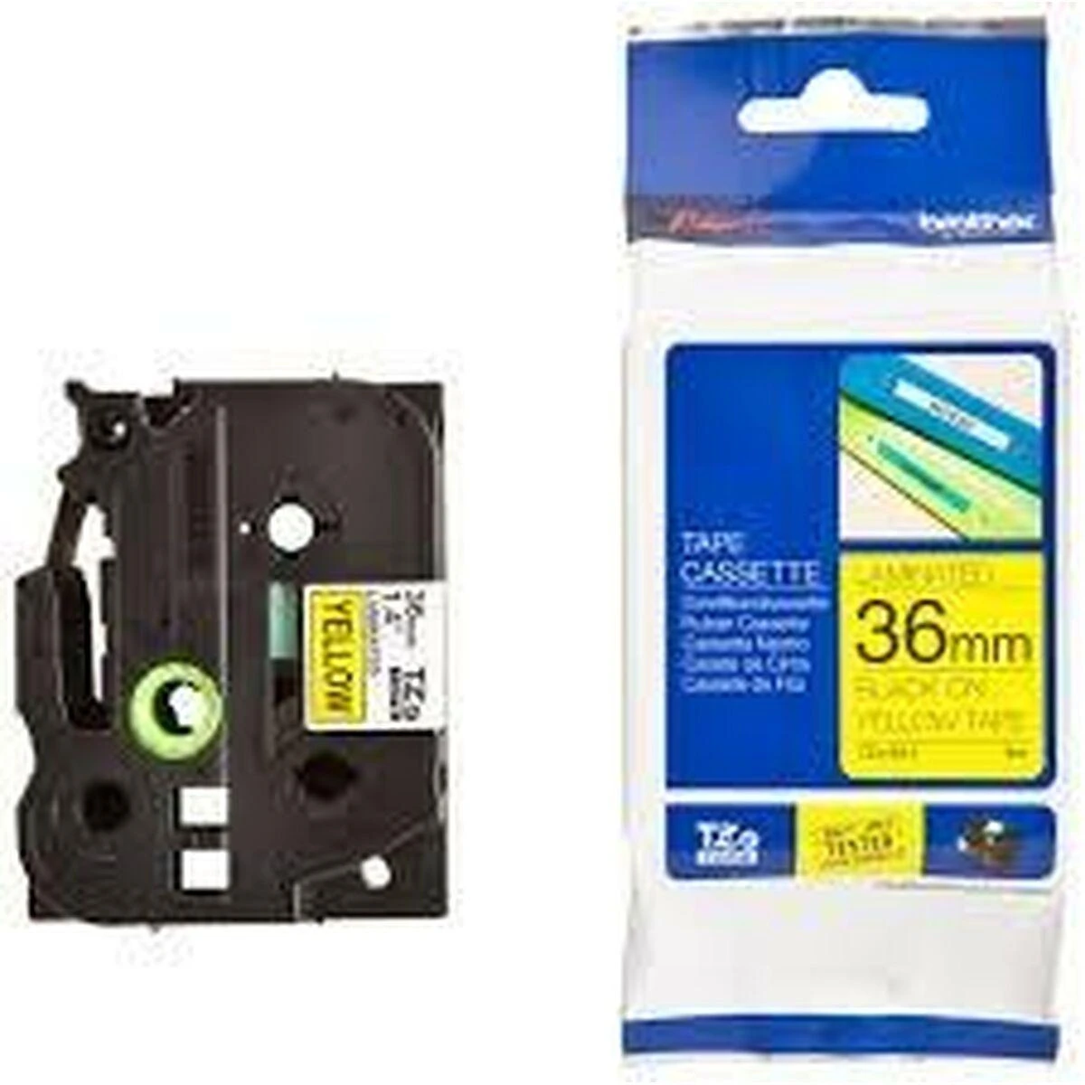 Brother | TZe-661 Laminated Tape | Juodas on Geltona | TZe | 8 m | 3.6 cm