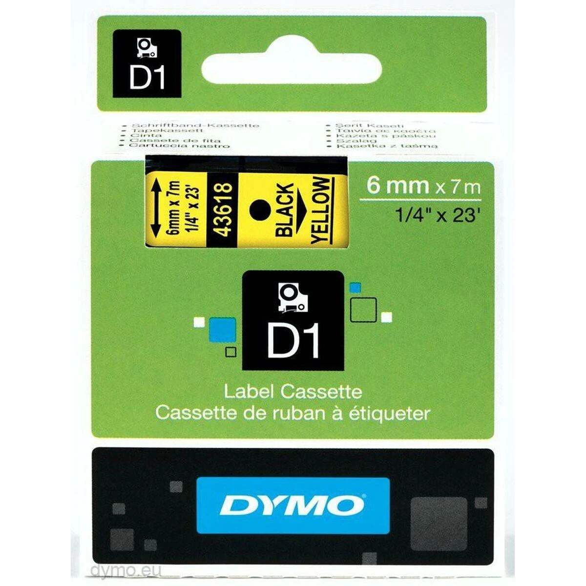 DYMO S0720790 D1 Juostelė 6mm x 7m (geltona / juodas šifras)