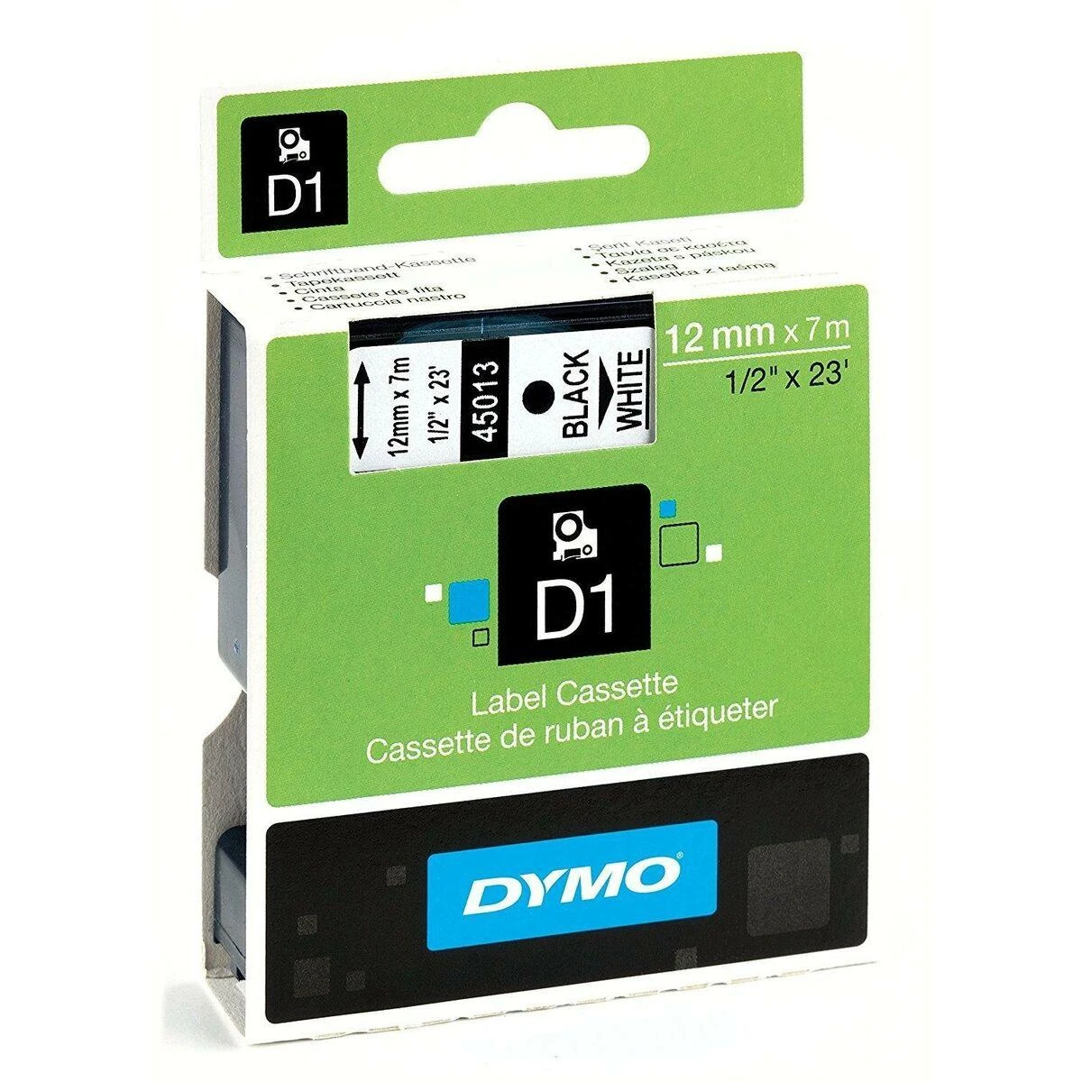 DYMO D1 Standard - Juodas on Baltas - 12mm