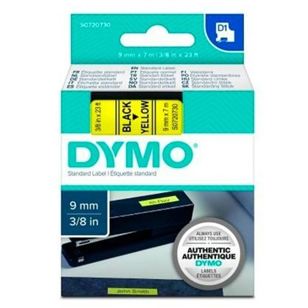 Dymo juosta S0720730 (juoda ant geltonos) D1 tipo