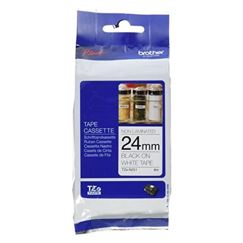 Brother Brolis | TZe-N251 ženklinimo juostos kasetė | Juodas ant Balto | TZe | 8 m
